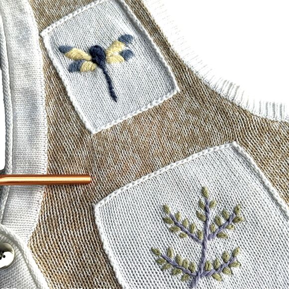 Vtg CJ Banks Hand Embroidered Garden Theme Sweater Vest Cottagecore PLUS Sz 1X - Picture 2 of 9